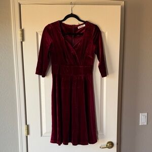 Velvet Burgundy Midi Dress